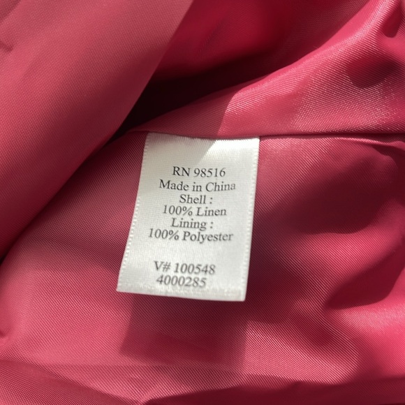 Coldwater Creek Petites Linen Blazer with Tulip Bracelet Sleeves Pink - Picture 8 of 9